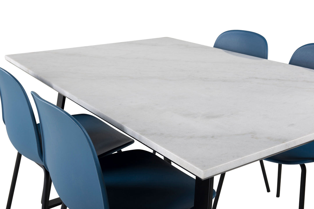 Venture Home Estelle Dining Table 140*90 - White / Black+Arctic Dining Chair - Black Legs - Blue Plastic_4