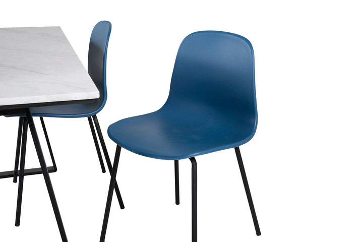 Venture Home Estelle Dining Table 140*90 - White / Black+Arctic Dining Chair - Black Legs - Blue Plastic_4