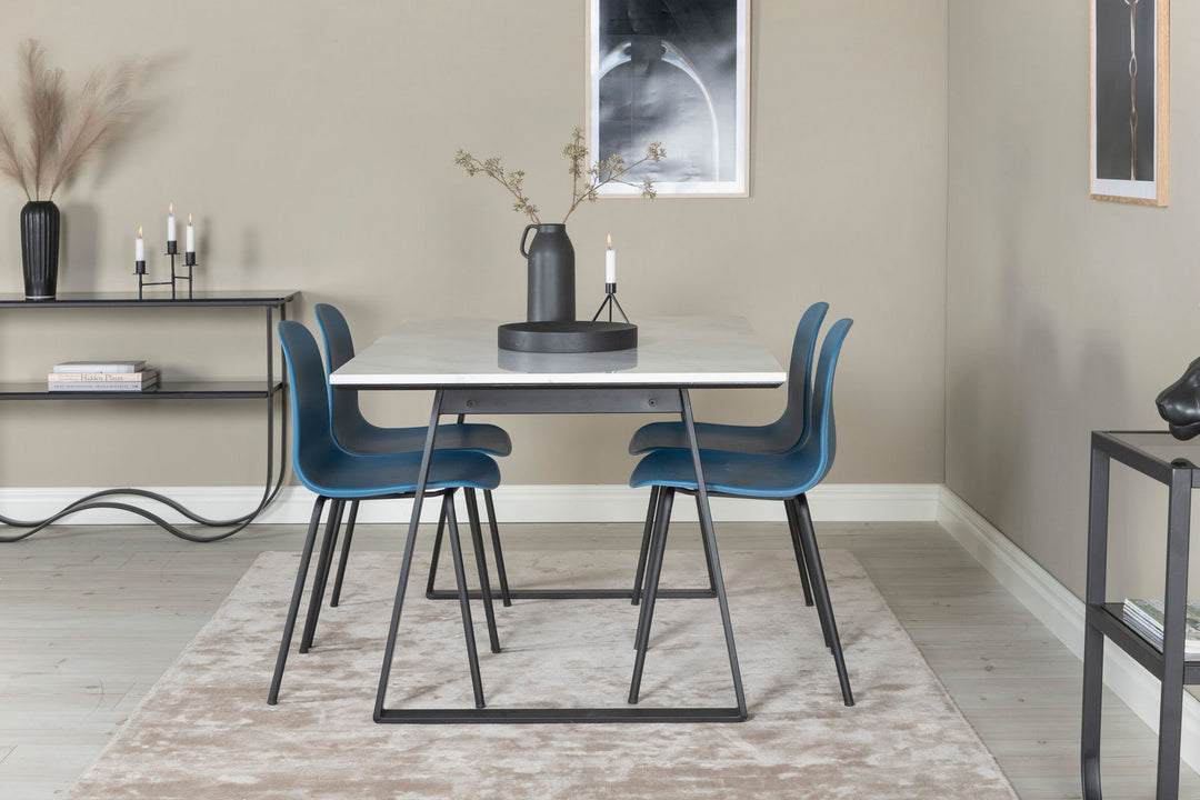 Venture Home Estelle Dining Table 140*90 - White / Black+Arctic Dining Chair - Black Legs - Blue Plastic_4