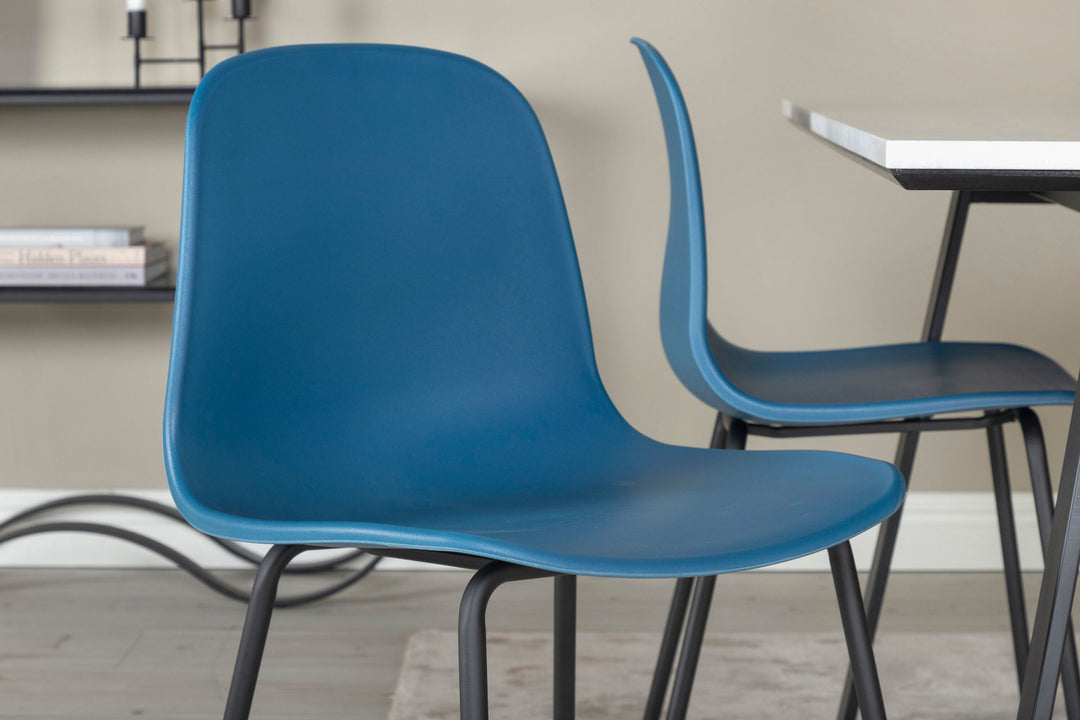 Venture Home Estelle Dining Table 140*90 - White / Black+Arctic Dining Chair - Black Legs - Blue Plastic_4