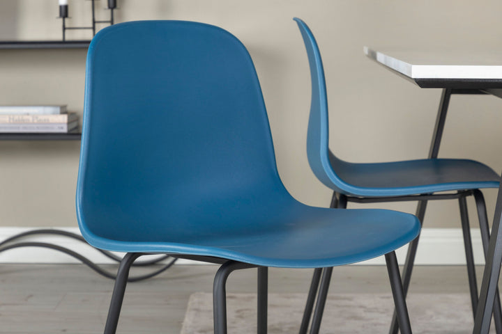 Venture Home Estelle Dining Table 140*90 - White / Black+Arctic Dining Chair - Black Legs - Blue Plastic_4