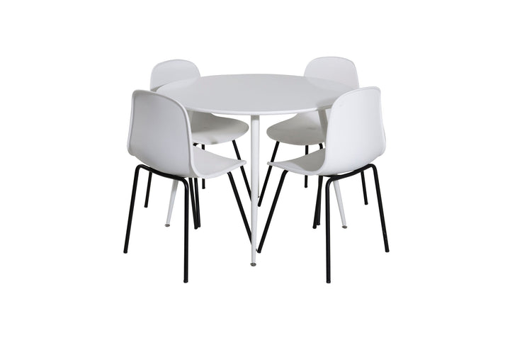 Venture Home Plaza Round Table 100 cm - White top / White Legs+Arctic Dining Chair - Black Legs - White Plastic_4