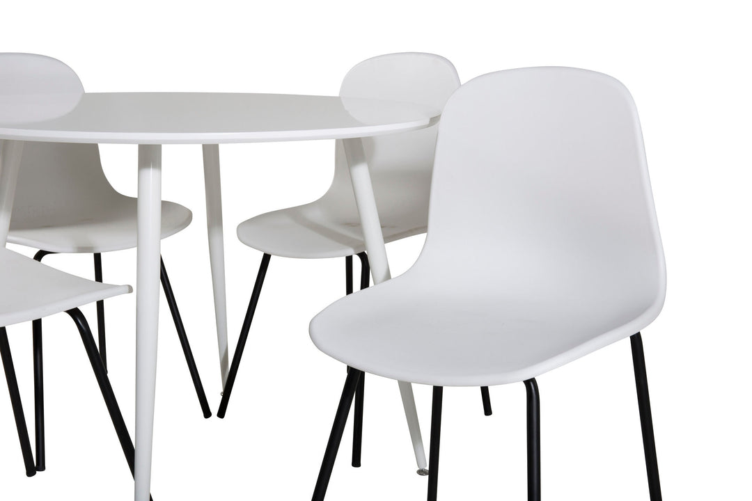 Venture Home Plaza Round Table 100 cm - White top / White Legs+Arctic Dining Chair - Black Legs - White Plastic_4