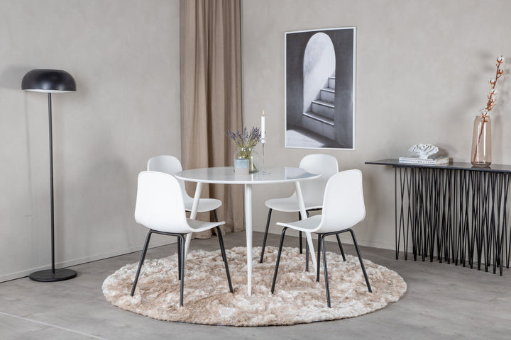 Venture Home Plaza Round Table 100 cm - White top / White Legs+Arctic Dining Chair - Black Legs - White Plastic_4
