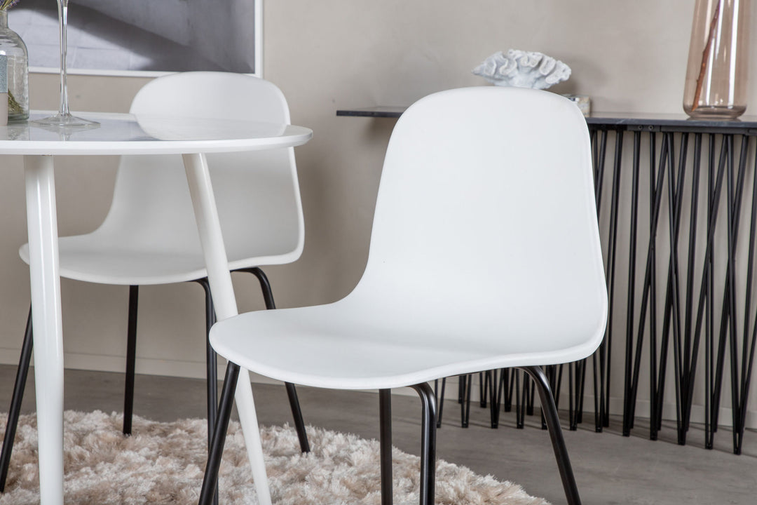 Venture Home Plaza Round Table 100 cm - White top / White Legs+Arctic Dining Chair - Black Legs - White Plastic_4
