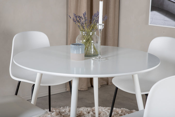 Venture Home Plaza Round Table 100 cm - White top / White Legs+Arctic Dining Chair - Black Legs - White Plastic_4