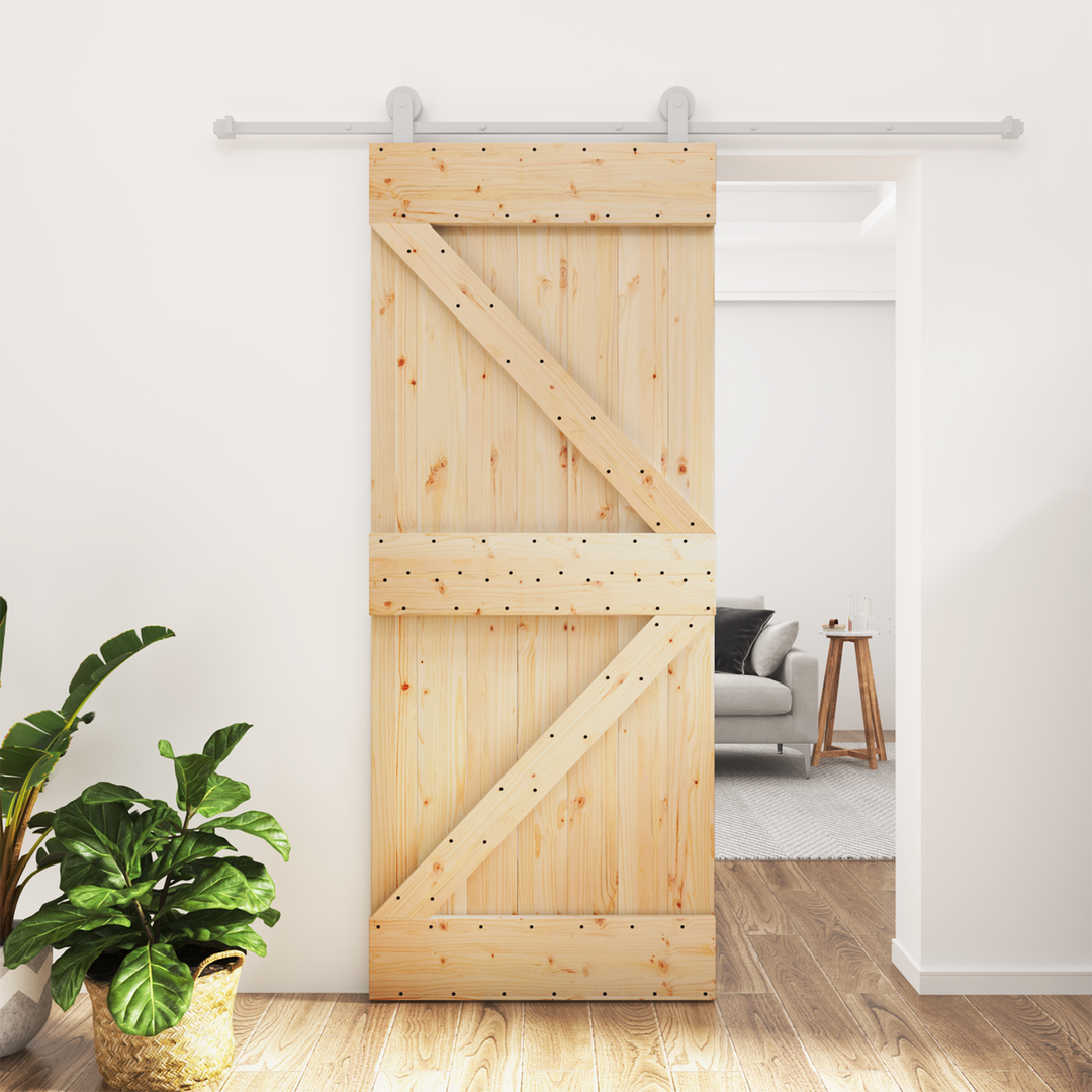 Skydedør Natur og hvid 85 x 210 cm Massivt Fyrretræ
