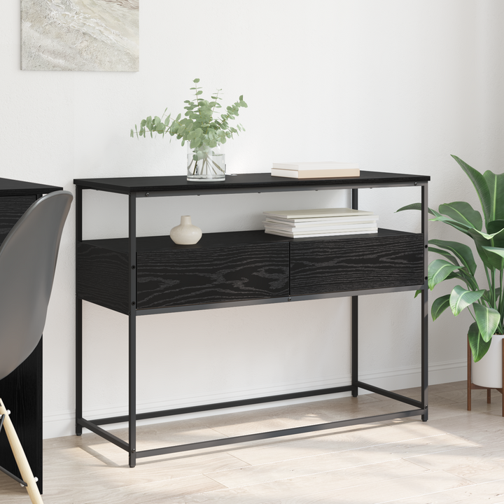 Konsolbord med skuffe Sort eg 100 x 40 x 75 cm Konstrueret træ