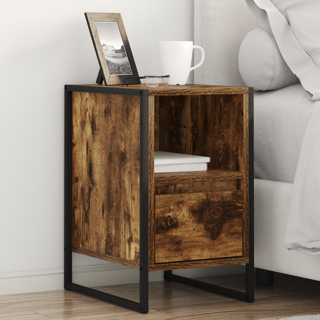 Sengebord 2 pcs Røget Eg 39,5 x 30 x 50 cm Konstrueret træ