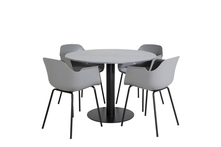 Venture Home Estelle Round Dining Table ø106 H75 - Black / Black+Comfort Plastic Dining Chair - Black Legs - Grey Plastic_4