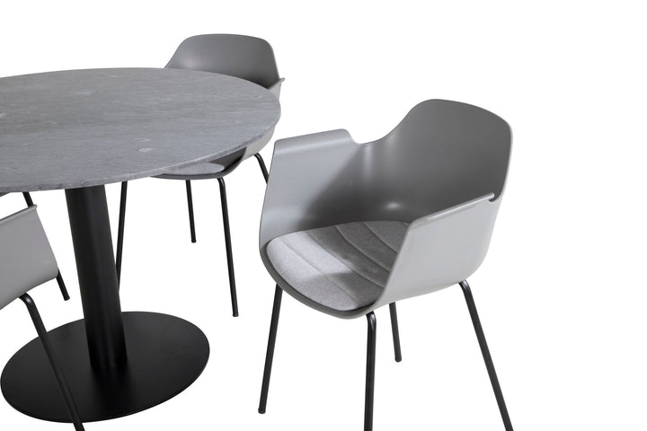 Venture Home Estelle Round Dining Table ø106 H75 - Black / Black+Comfort Plastic Dining Chair - Black Legs - Grey Plastic_4