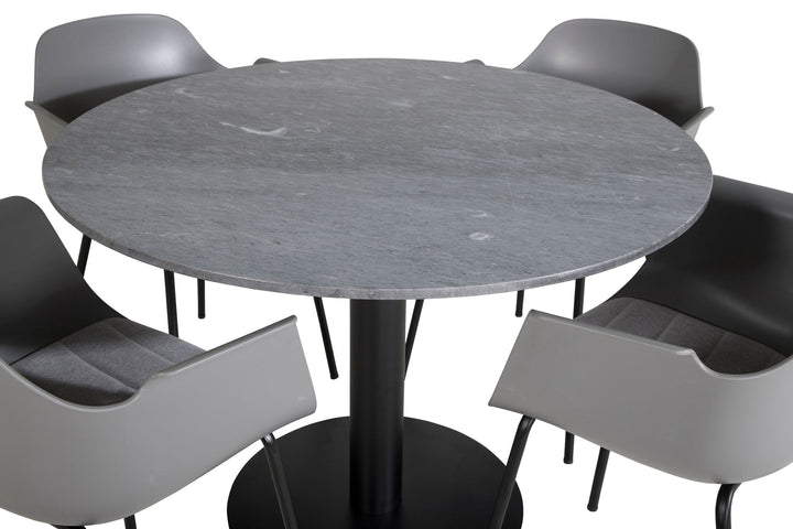 Venture Home Estelle Round Dining Table ø106 H75 - Black / Black+Comfort Plastic Dining Chair - Black Legs - Grey Plastic_4
