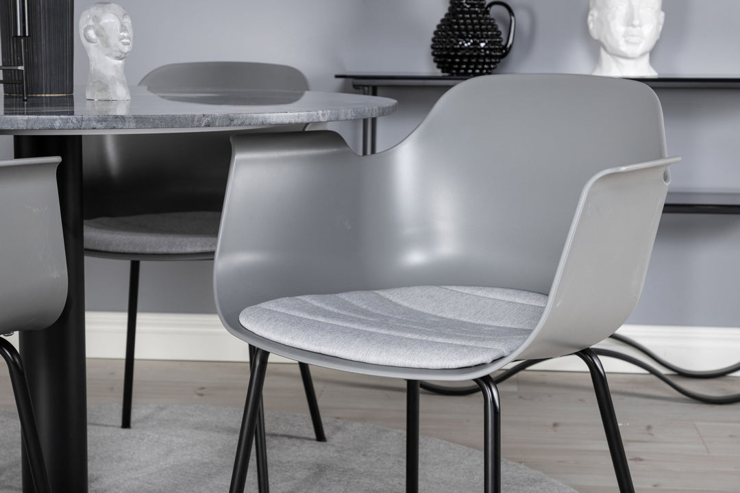 Venture Home Estelle Round Dining Table ø106 H75 - Black / Black+Comfort Plastic Dining Chair - Black Legs - Grey Plastic_4