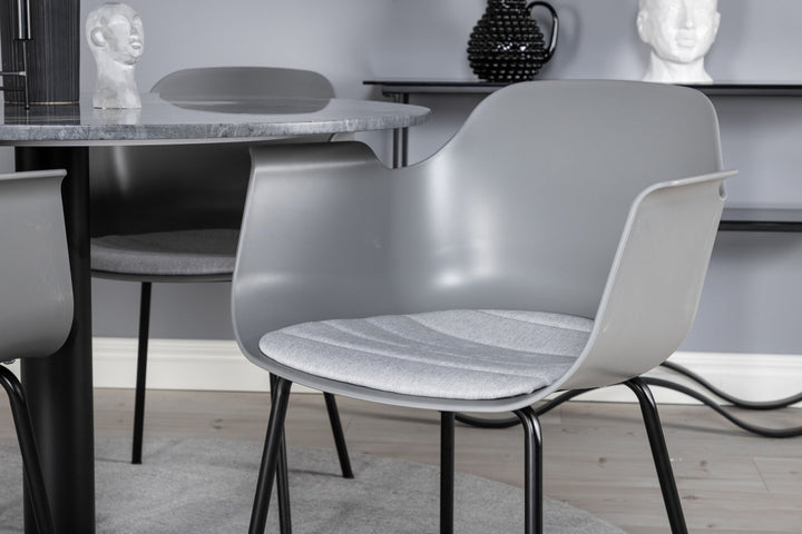 Venture Home Estelle Round Dining Table ø106 H75 - Black / Black+Comfort Plastic Dining Chair - Black Legs - Grey Plastic_4