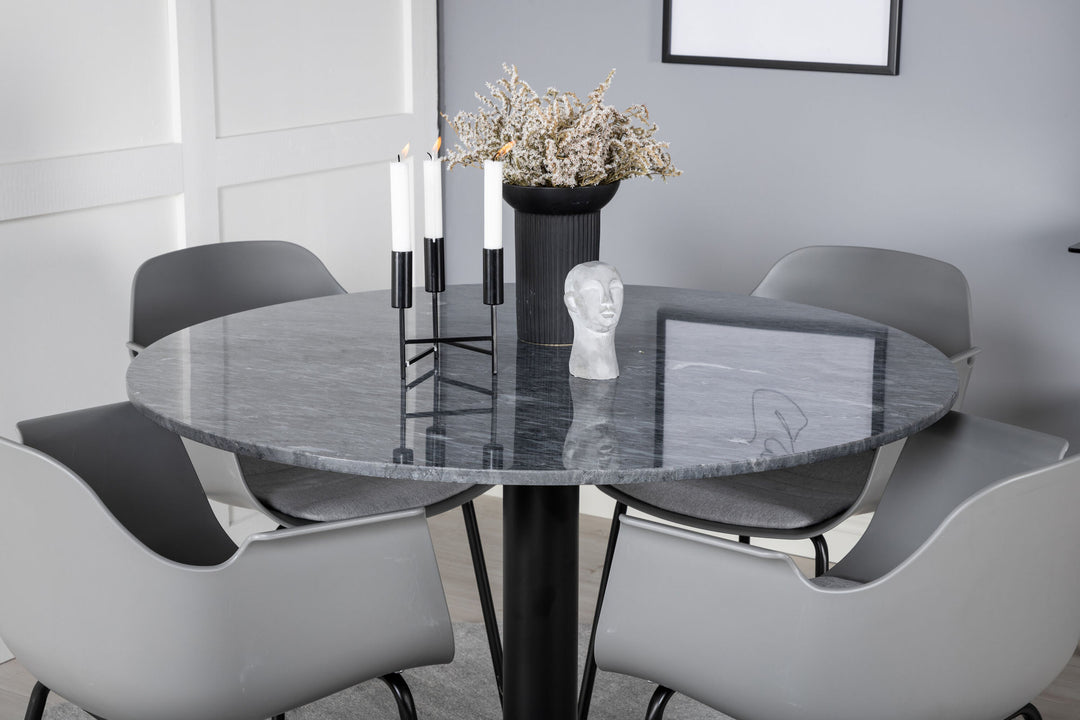 Venture Home Estelle Round Dining Table ø106 H75 - Black / Black+Comfort Plastic Dining Chair - Black Legs - Grey Plastic_4