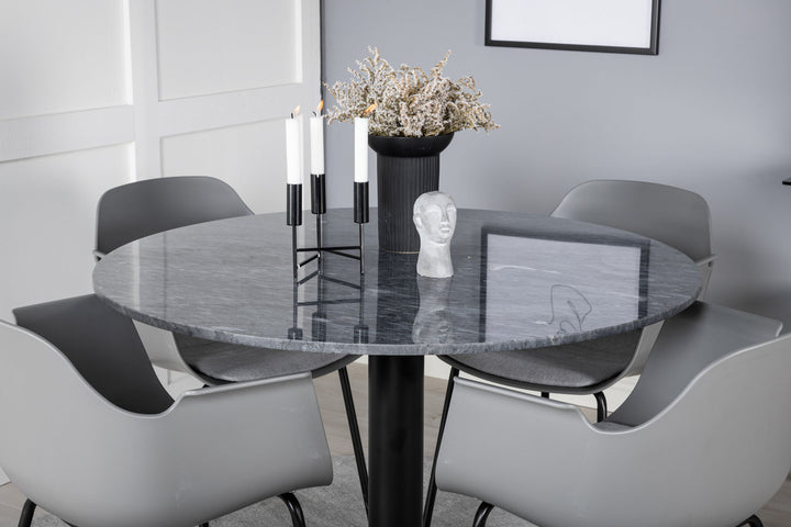 Venture Home Estelle Round Dining Table ø106 H75 - Black / Black+Comfort Plastic Dining Chair - Black Legs - Grey Plastic_4
