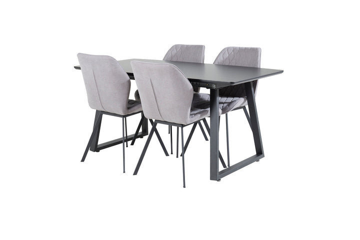 Venture Home Inca Extentiontable - Black top / black Legs+Gemma Dining Chair - Black Legs - Grey Fabric_4