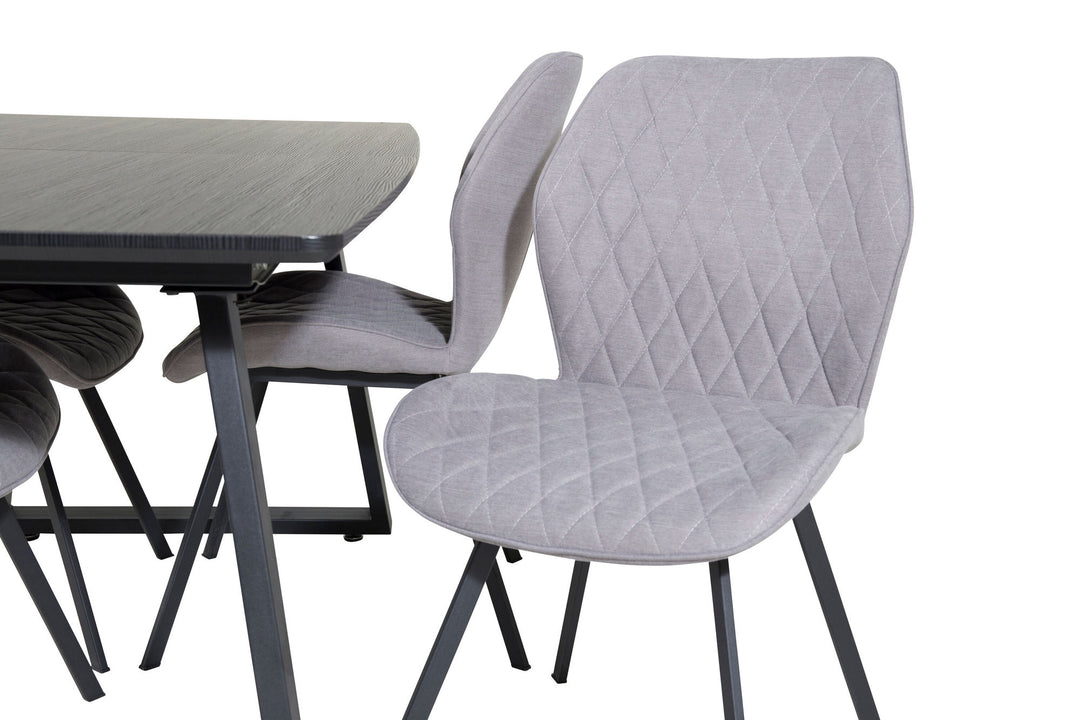 Venture Home Inca Extentiontable - Black top / black Legs+Gemma Dining Chair - Black Legs - Grey Fabric_4