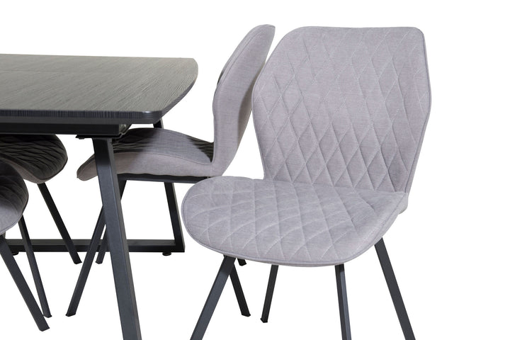 Venture Home Inca Extentiontable - Black top / black Legs+Gemma Dining Chair - Black Legs - Grey Fabric_4