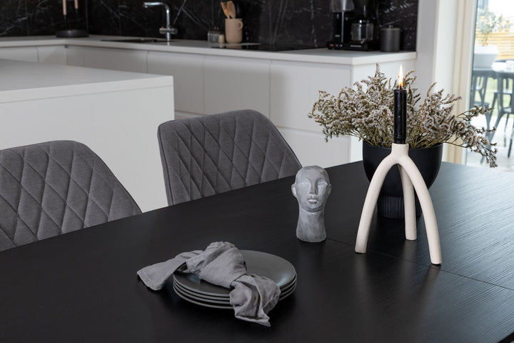 Venture Home Inca Extentiontable - Black top / black Legs+Gemma Dining Chair - Black Legs - Grey Fabric_4