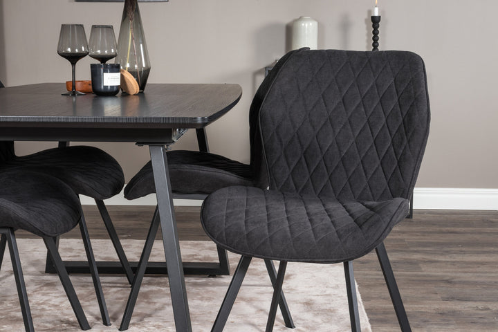 Venture Home Inca Extentiontable - Black top / black Legs+Gemma Dining Chair - Black Legs - Black Fabric_4