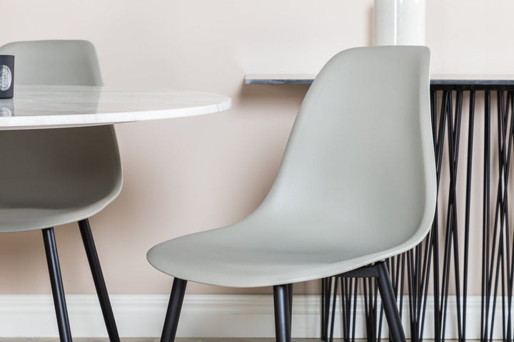 Venture Home Estelle Round Dining Table ø106 H75 - White / Black+Polar Plastic Dining Chair - Black Legs / Grey Plastic_4