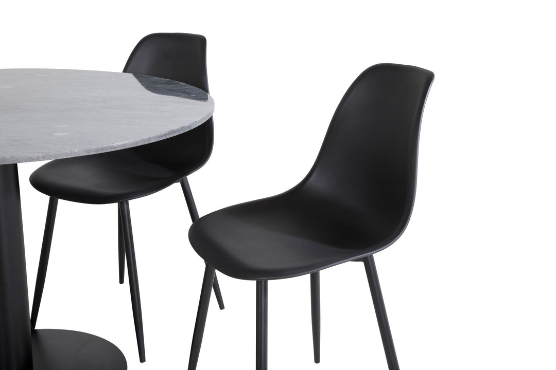 Venture Home Estelle Round Dining Table ø106 H75 - Black / Black+Polar Plastic Dining Chair - Black Legs / Black Plastic_4