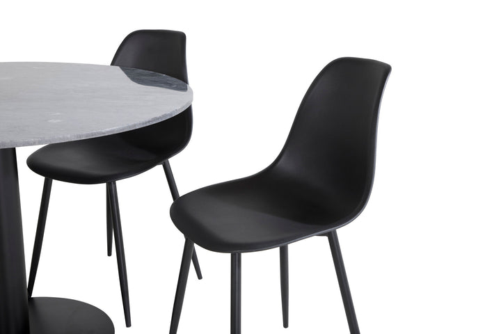 Venture Home Estelle Round Dining Table ø106 H75 - Black / Black+Polar Plastic Dining Chair - Black Legs / Black Plastic_4