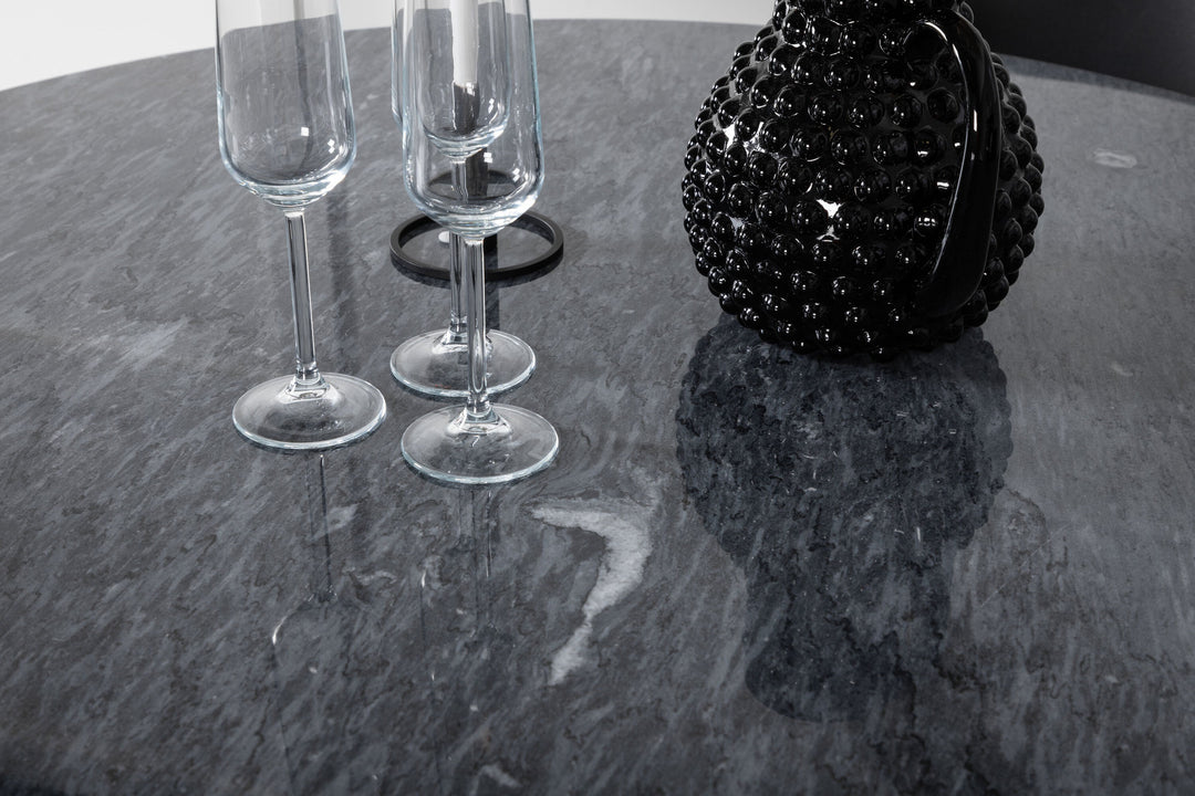 Venture Home Estelle Round Dining Table ø106 H75 - Black / Black+Polar Plastic Dining Chair - Black Legs / Black Plastic_4