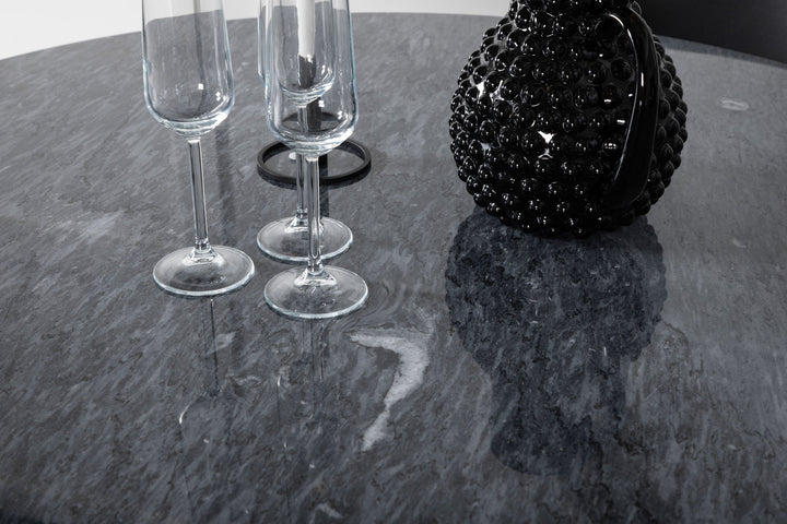 Venture Home Estelle Round Dining Table ø106 H75 - Black / Black+Polar Plastic Dining Chair - Black Legs / Black Plastic_4