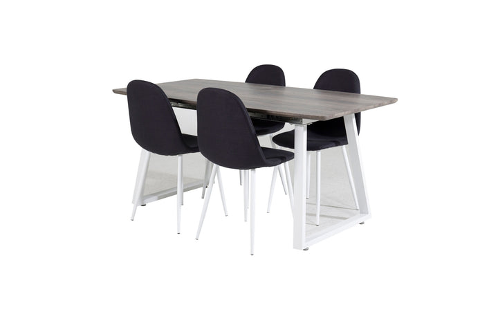 Venture Home Inca Extentiontable - grey "oak" / white Legs+Polar Dining Chair - White Legs - Black Fabric_4
