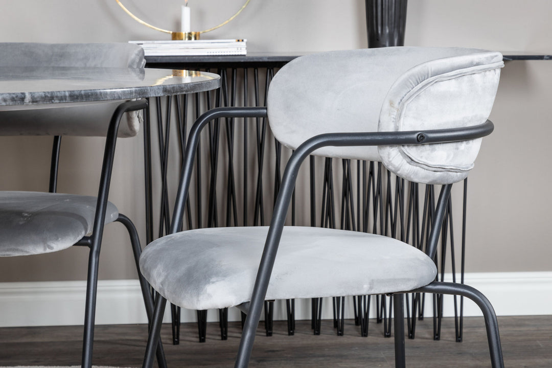 Venture Home Estelle Round Dining Table ø106 H75 - Black / Brass+Arrow armchair - Black Legs - Grey Velvet_4