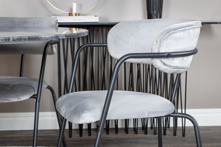 Venture Home Estelle Round Dining Table ø106 H75 - Black / Brass+Arrow armchair - Black Legs - Grey Velvet_4