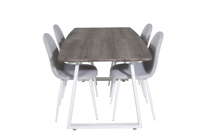 Venture Home Inca Extentiontable - grey "oak" / white Legs+Polar Dining Chair - White Legs - Light Grey Fabric_4