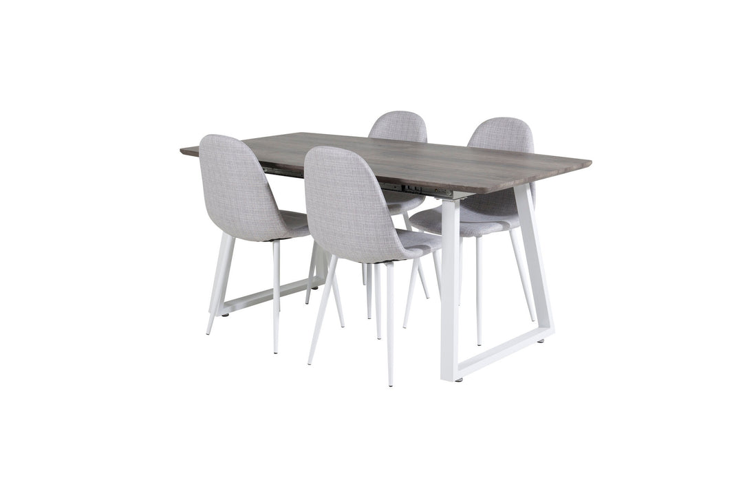Venture Home Inca Extentiontable - grey "oak" / white Legs+Polar Dining Chair - White Legs - Light Grey Fabric_4