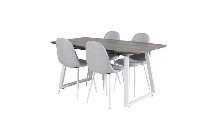 Venture Home Inca Extentiontable - grey "oak" / white Legs+Polar Dining Chair - White Legs - Light Grey Fabric_4
