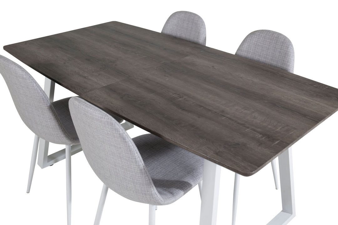 Venture Home Inca Extentiontable - grey "oak" / white Legs+Polar Dining Chair - White Legs - Light Grey Fabric_4