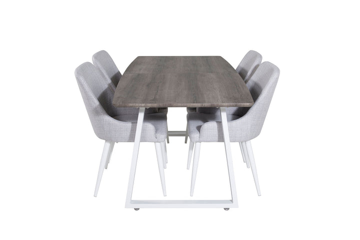 Venture Home Inca Extentiontable - grey "oak" / white Legs+Plaza Dining chair - White legs - Light Grey Fabric_4