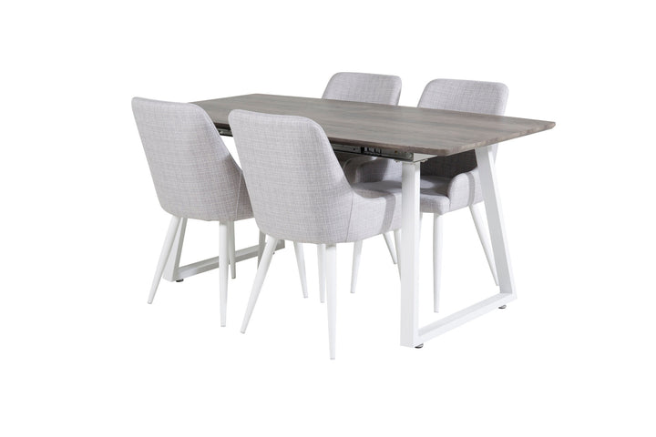 Venture Home Inca Extentiontable - grey "oak" / white Legs+Plaza Dining chair - White legs - Light Grey Fabric_4