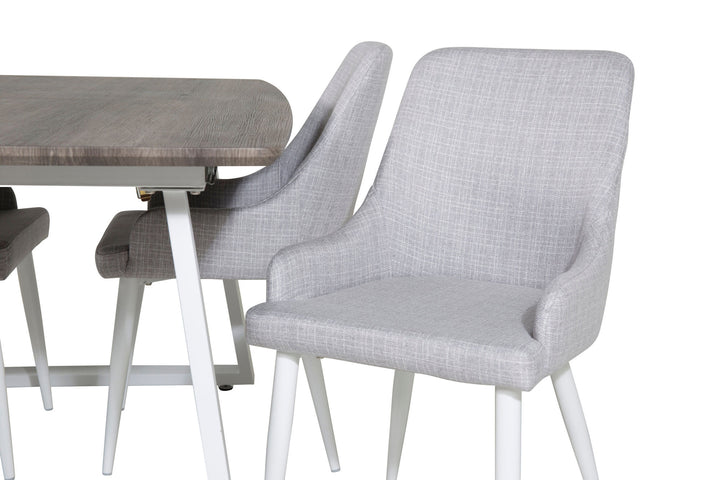 Venture Home Inca Extentiontable - grey "oak" / white Legs+Plaza Dining chair - White legs - Light Grey Fabric_4