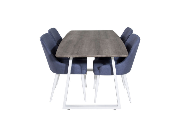 Venture Home Inca Extentiontable - grey "oak" / white Legs+Plaza Dining Chair - White Legs - Blue Fabric_4
