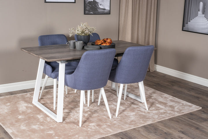 Venture Home Inca Extentiontable - grey "oak" / white Legs+Plaza Dining Chair - White Legs - Blue Fabric_4