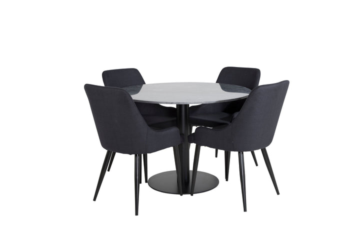 Venture Home Estelle Round Dining Table ø106 H75 - Black / Black+Plaza Dining Chair - Black Legs - Black Fabric_4