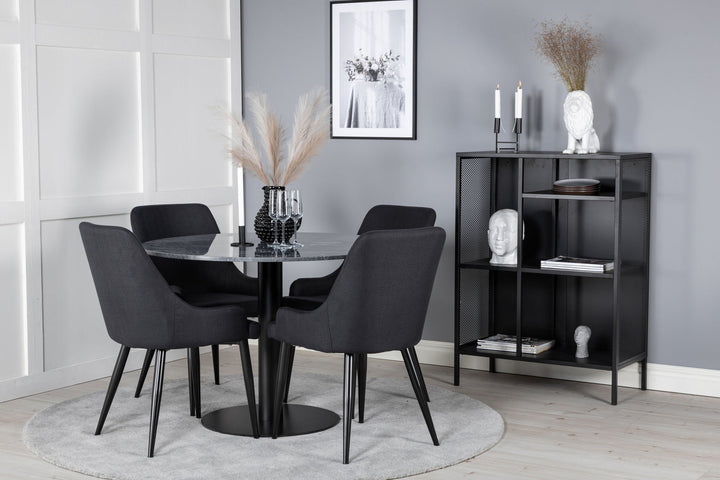 Venture Home Estelle Round Dining Table ø106 H75 - Black / Black+Plaza Dining Chair - Black Legs - Black Fabric_4