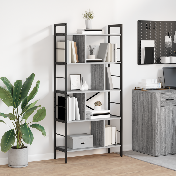 Bogreol Grå Sonoma 75 x 30 x 156 cm Konstrueret træ