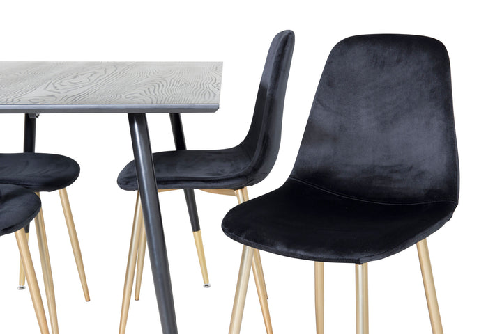 Venture Home Dipp Dining Table - 120 cm - Black Veneer - Black Legs w. Brass dipp+Polar Dining Chair - Black / Brass_4