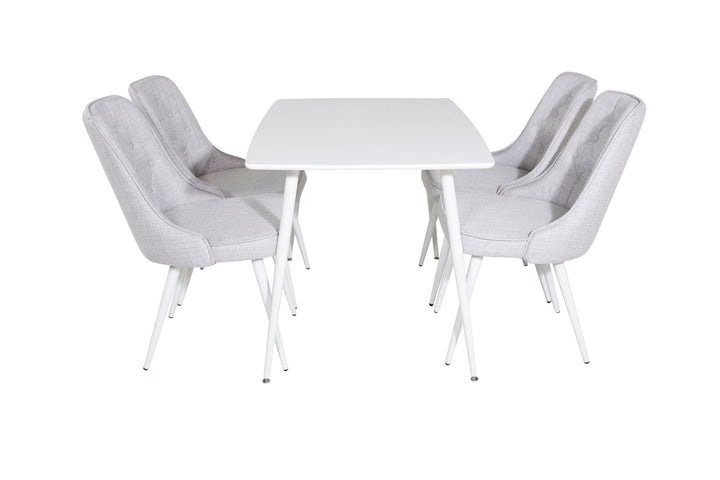 Venture Home Polar Dining table 120 cm - White White+Velvet Deluxe Dining Chair - White Legs - Light Grey Fabric_4