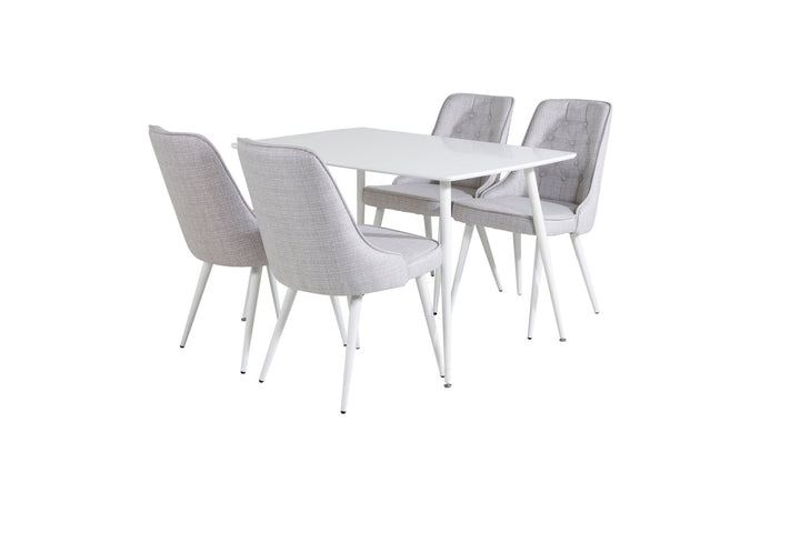 Venture Home Polar Dining table 120 cm - White White+Velvet Deluxe Dining Chair - White Legs - Light Grey Fabric_4