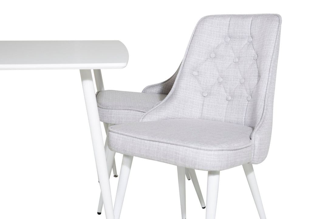 Venture Home Polar Dining table 120 cm - White White+Velvet Deluxe Dining Chair - White Legs - Light Grey Fabric_4