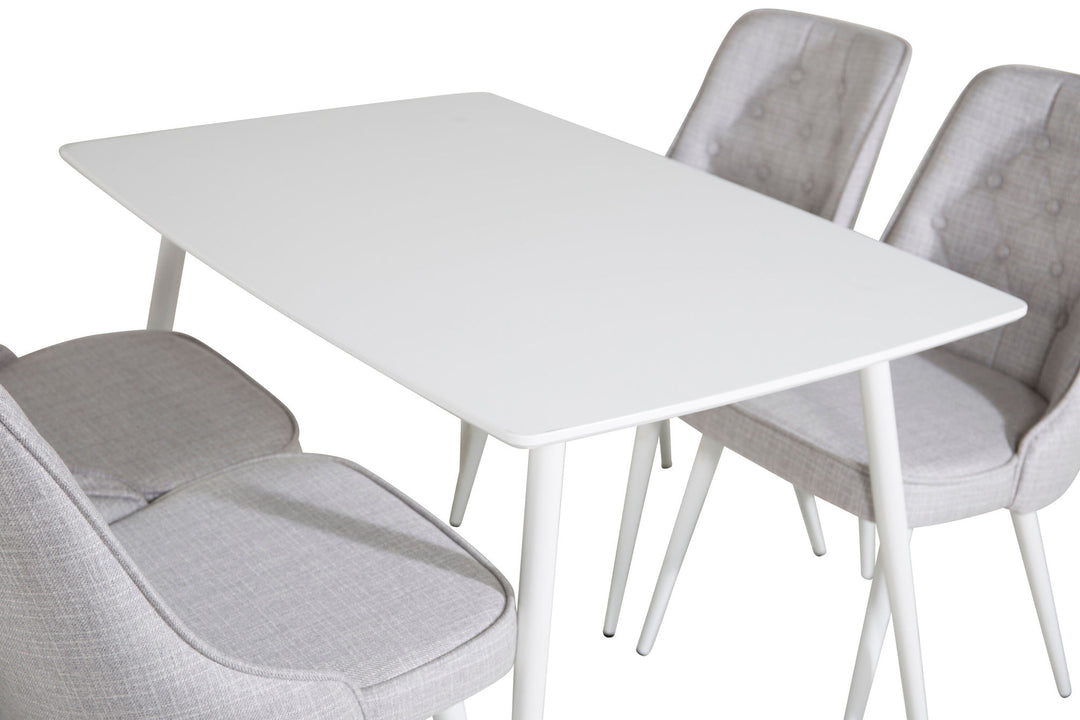 Venture Home Polar Dining table 120 cm - White White+Velvet Deluxe Dining Chair - White Legs - Light Grey Fabric_4